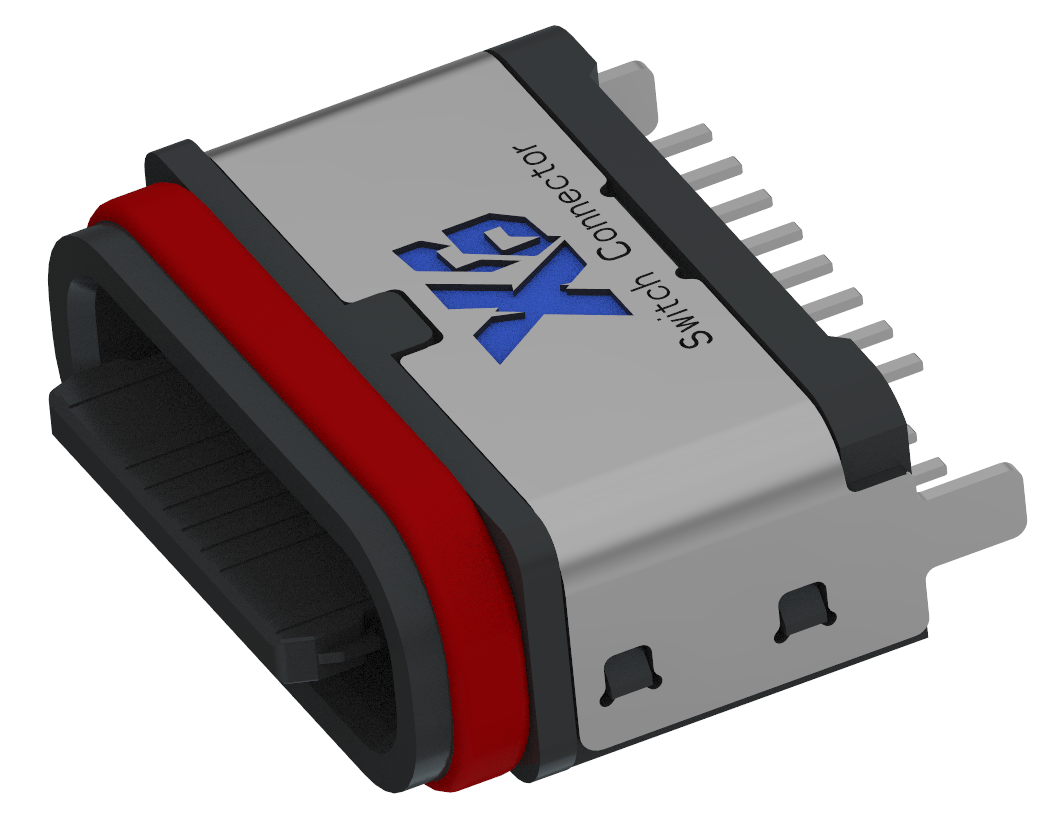 XB-ATCF-16-021-X TYPE C 16P 防水母座立式插板 H=6.8mm(U型全塑款)